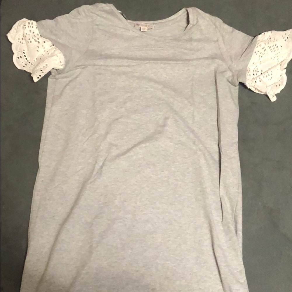 Gray with lace arm shirt dress